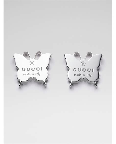 silver gucci earrings for women|gucci silver butterfly earrings.